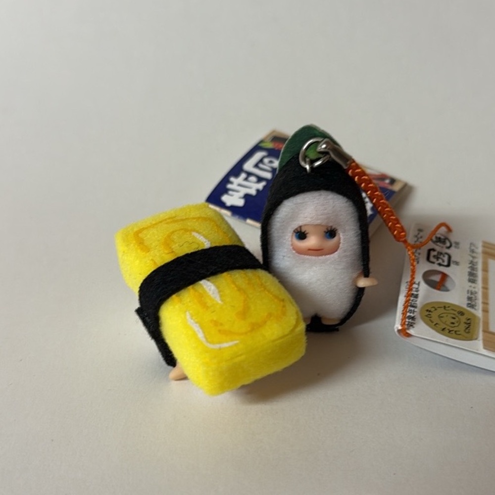Sushi yellow Egg  Plush Keychain bag charm kewpie doll
